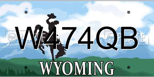 W474QB Wyoming License Plate