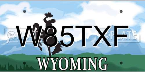 W85TXF Wyoming License Plate