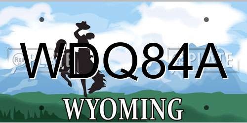 WDQ84A Wyoming License Plate