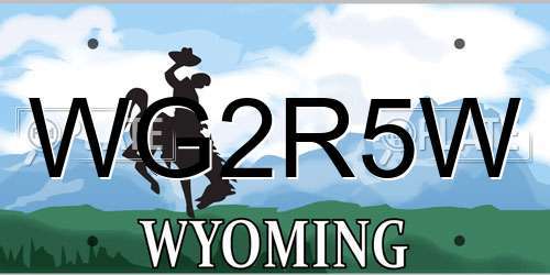 WG2R5W Wyoming License Plate