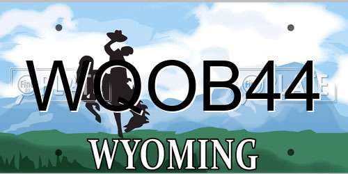 WQOB44 Wyoming License Plate