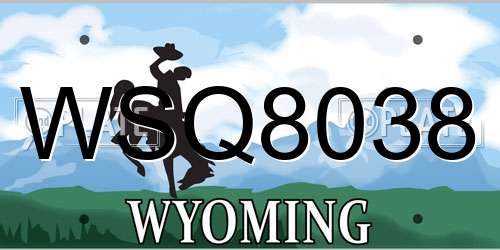 WSQ8038 Wyoming License Plate