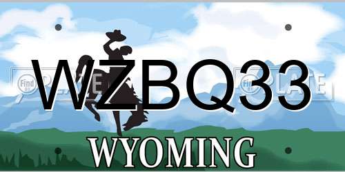 WZBQ33 Wyoming License Plate