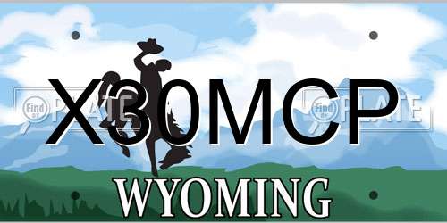 X30MCP Wyoming License Plate