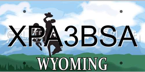 XPA3BSA Wyoming License Plate