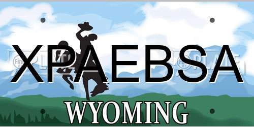 XPAEBSA Wyoming License Plate