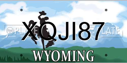 XQJI87 Wyoming License Plate