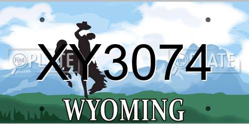 XY3074 Wyoming License Plate