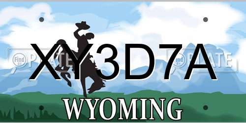 XY3D7A Wyoming License Plate