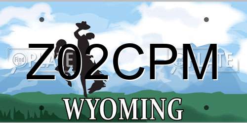 Z02CPM Wyoming License Plate