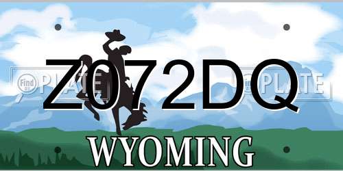 Z072DQ Wyoming License Plate