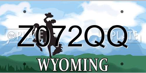 Z072QQ Wyoming License Plate