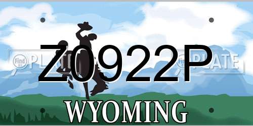Z0922P Wyoming License Plate