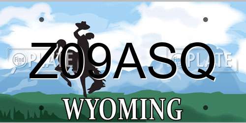 Z09ASQ Wyoming License Plate
