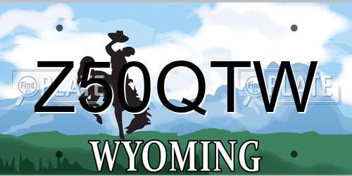 Z50QTW Wyoming License Plate