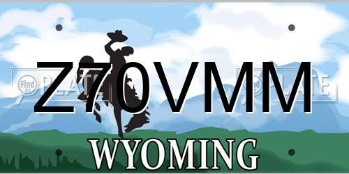 Z70VMM Wyoming License Plate
