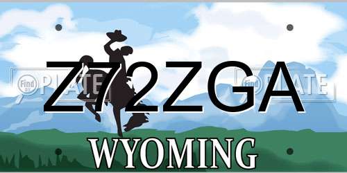 Z72ZGA Wyoming License Plate