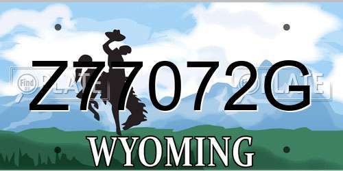 Z77072G Wyoming License Plate