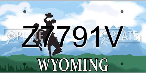 Z7791V Wyoming License Plate