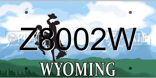 Z8002W Wyoming License Plate