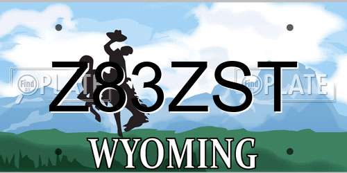 Z83ZST Wyoming License Plate