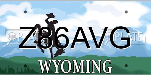 Z86AVG Wyoming License Plate