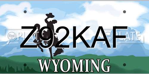 Z92KAF Wyoming License Plate
