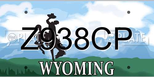 Z938CP Wyoming License Plate