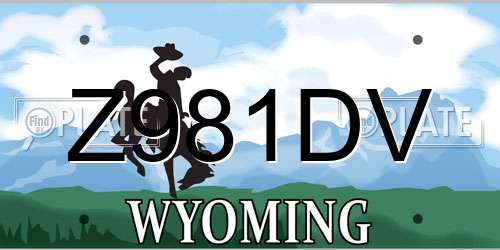 Z981DV Wyoming License Plate