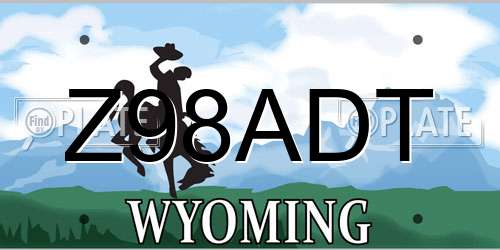 Z98ADT Wyoming License Plate