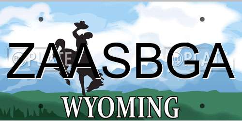 ZAASBGA Wyoming License Plate