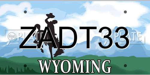 ZADT33 Wyoming License Plate