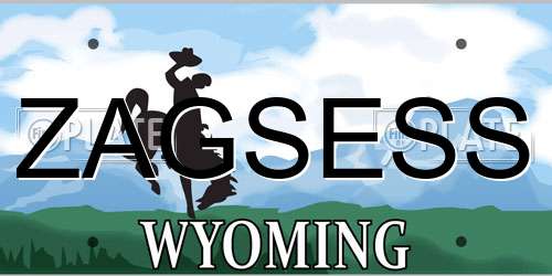 ZAGSESS Wyoming License Plate