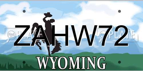 ZAHW72 Wyoming License Plate