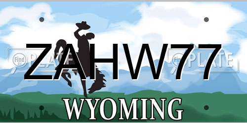 ZAHW77 Wyoming License Plate