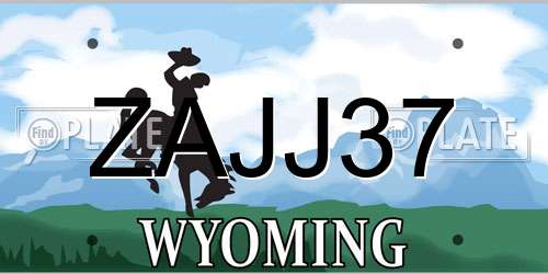 ZAJJ37 Wyoming License Plate