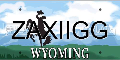 ZAXIIGG Wyoming License Plate