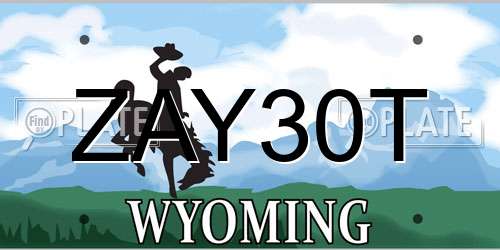 ZAY30T Wyoming License Plate