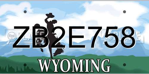 ZB2E758 Wyoming License Plate
