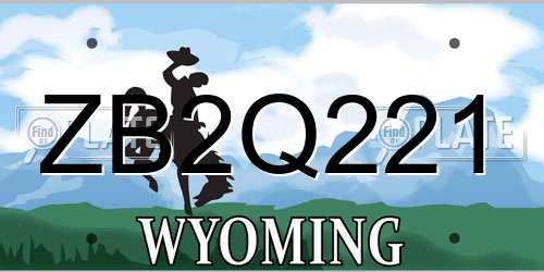 ZB2Q221 Wyoming License Plate