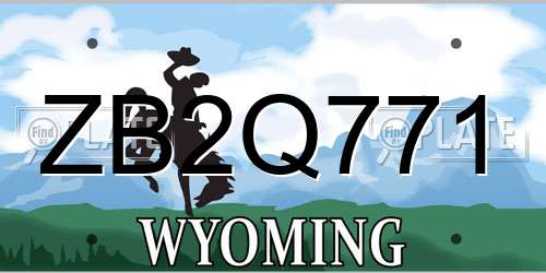 ZB2Q771 Wyoming License Plate