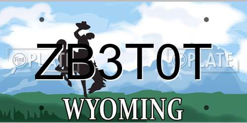 ZB3T0T Wyoming License Plate