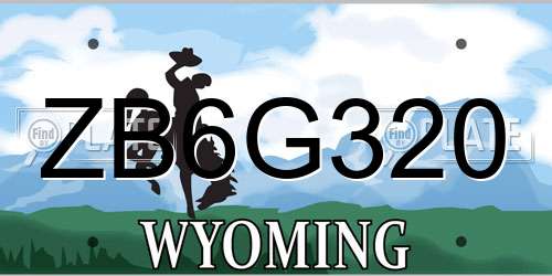 ZB6G320 Wyoming License Plate
