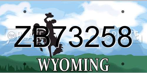 ZB73258 Wyoming License Plate
