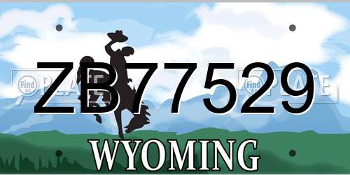 ZB77529 Wyoming License Plate