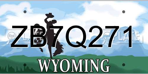 ZB7Q271 Wyoming License Plate