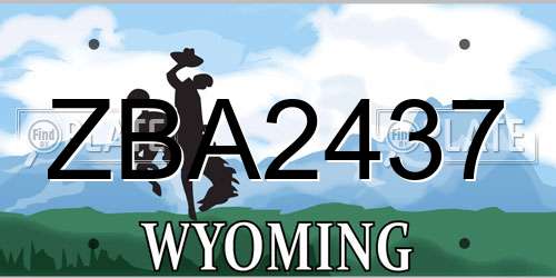 ZBA2437 Wyoming License Plate