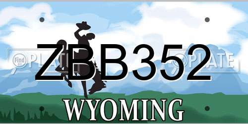 ZBB352 Wyoming License Plate