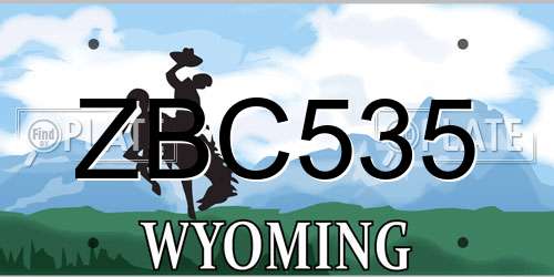 ZBC535 Wyoming License Plate