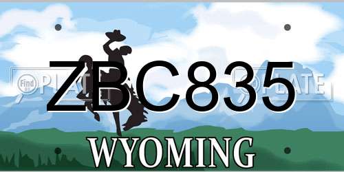 ZBC835 Wyoming License Plate
